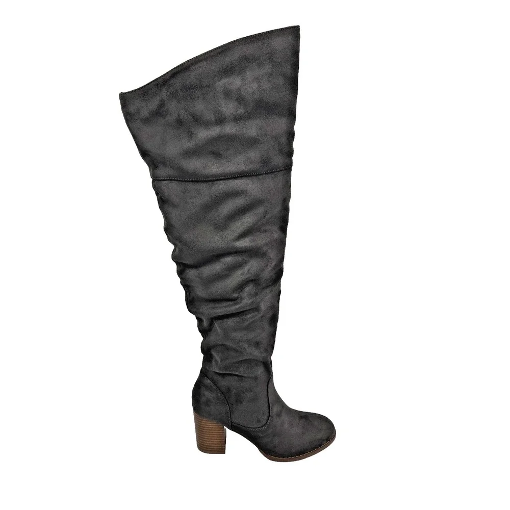 Journee Collection Womens 7M Wide Calf Gray Kaison Over The Knee Boots